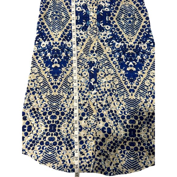 Cabi Women's Shirt Dress Sheer Button Up Blue Tan Roll Tab Sleeve Size S - Picture 6 of 6